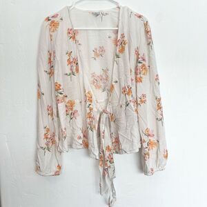 Old Navy Women’s True Wrap Long Sleeve Floral Top White Size Medium